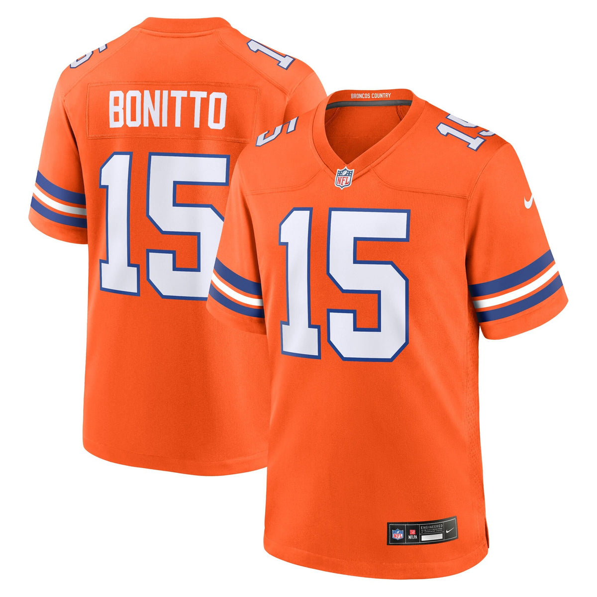 Denver Broncos Nik Bonitto Orange Alternate 2 Mile High Collection 1977 Throwback Game Jersey product image 2, provided for