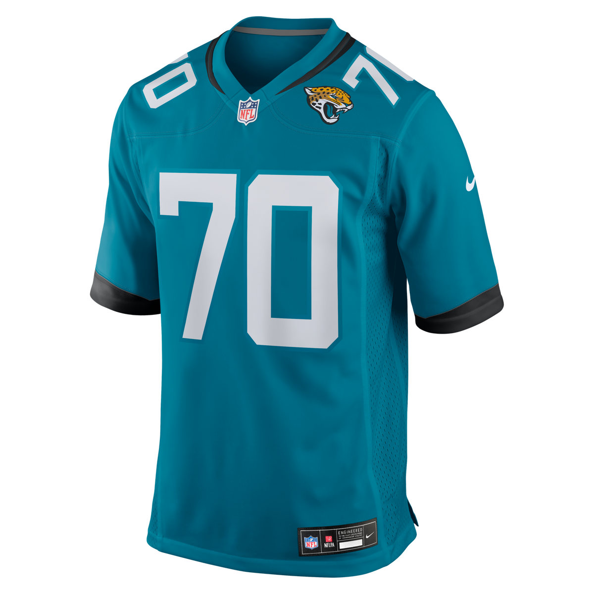 Jacksonville Jaguars Cole Van Lanen Teal Game Player Jersey product image 2, provided for visual reference and product