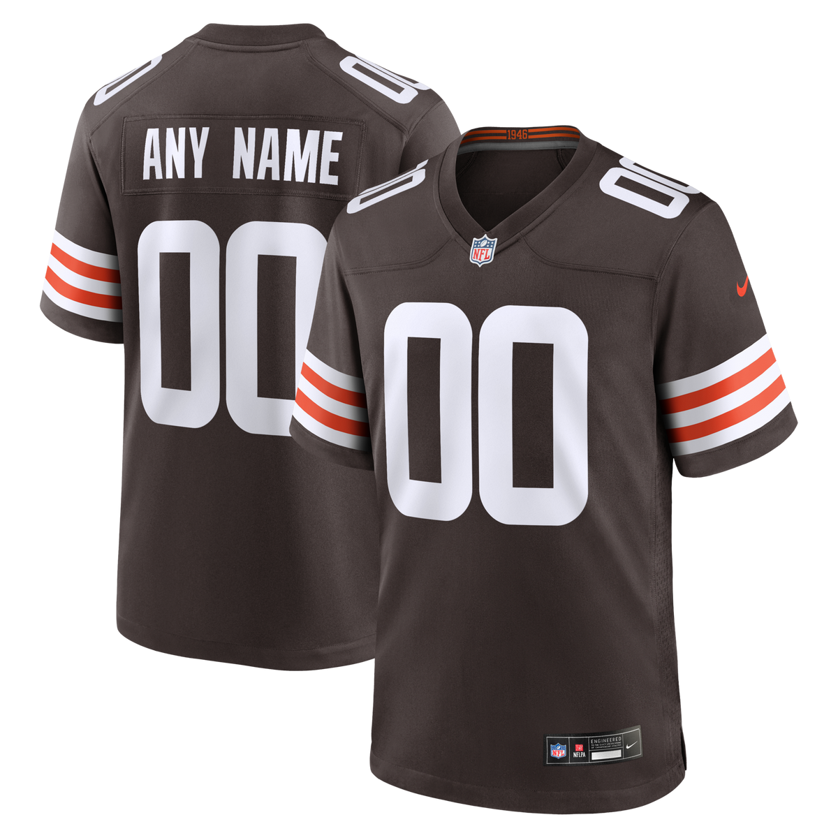 Cleveland Browns Brown Custom Game Jersey product image 1, provided for visual reference and product detail review
