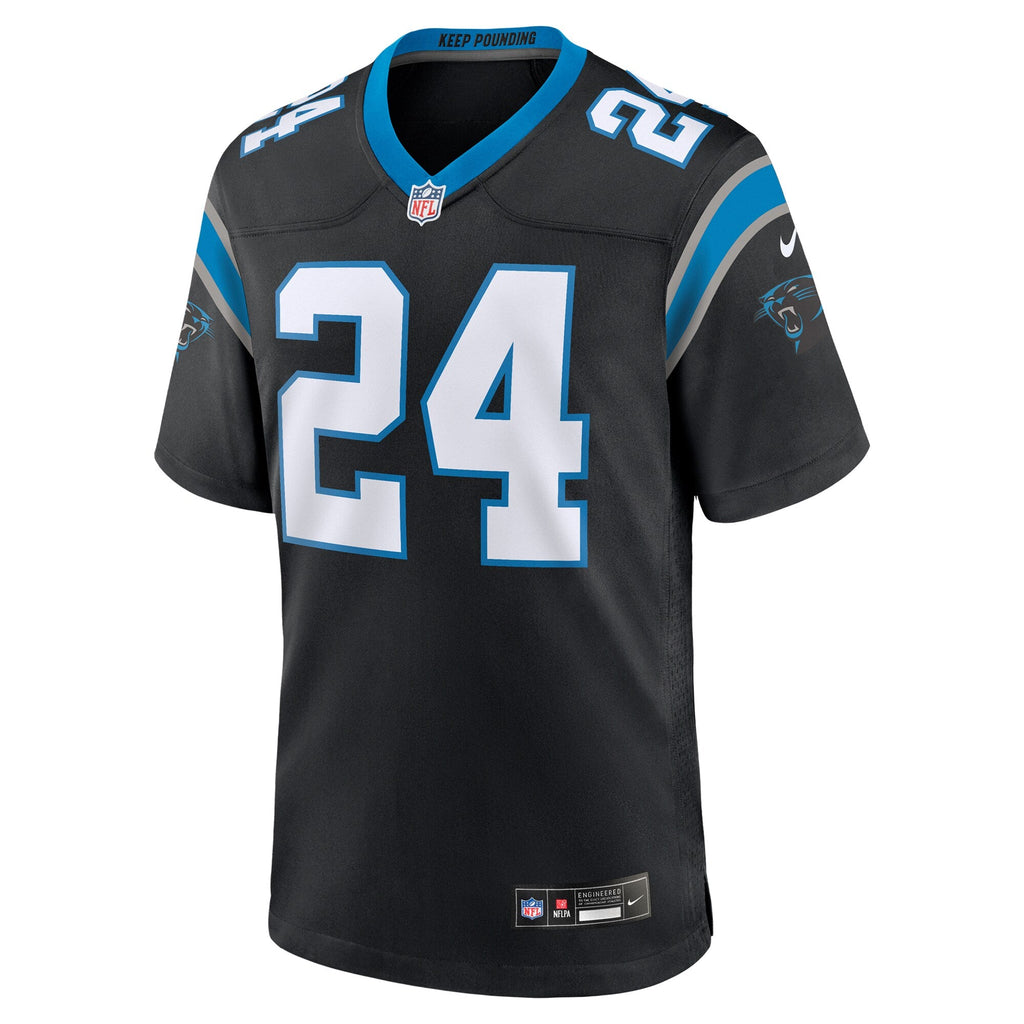 Carolina Panthers Jonathon Brooks Black Game Jersey product image 3, provided for visual reference and product detail review