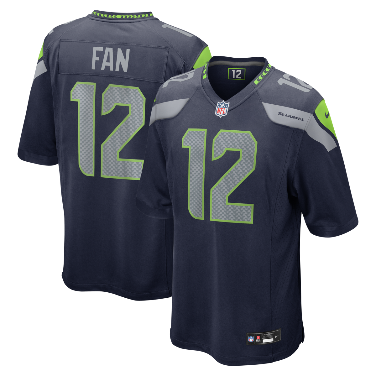 Seattle Seahawks 12s College Navy Team Game Jersey product image 1, provided for visual reference and product detail review