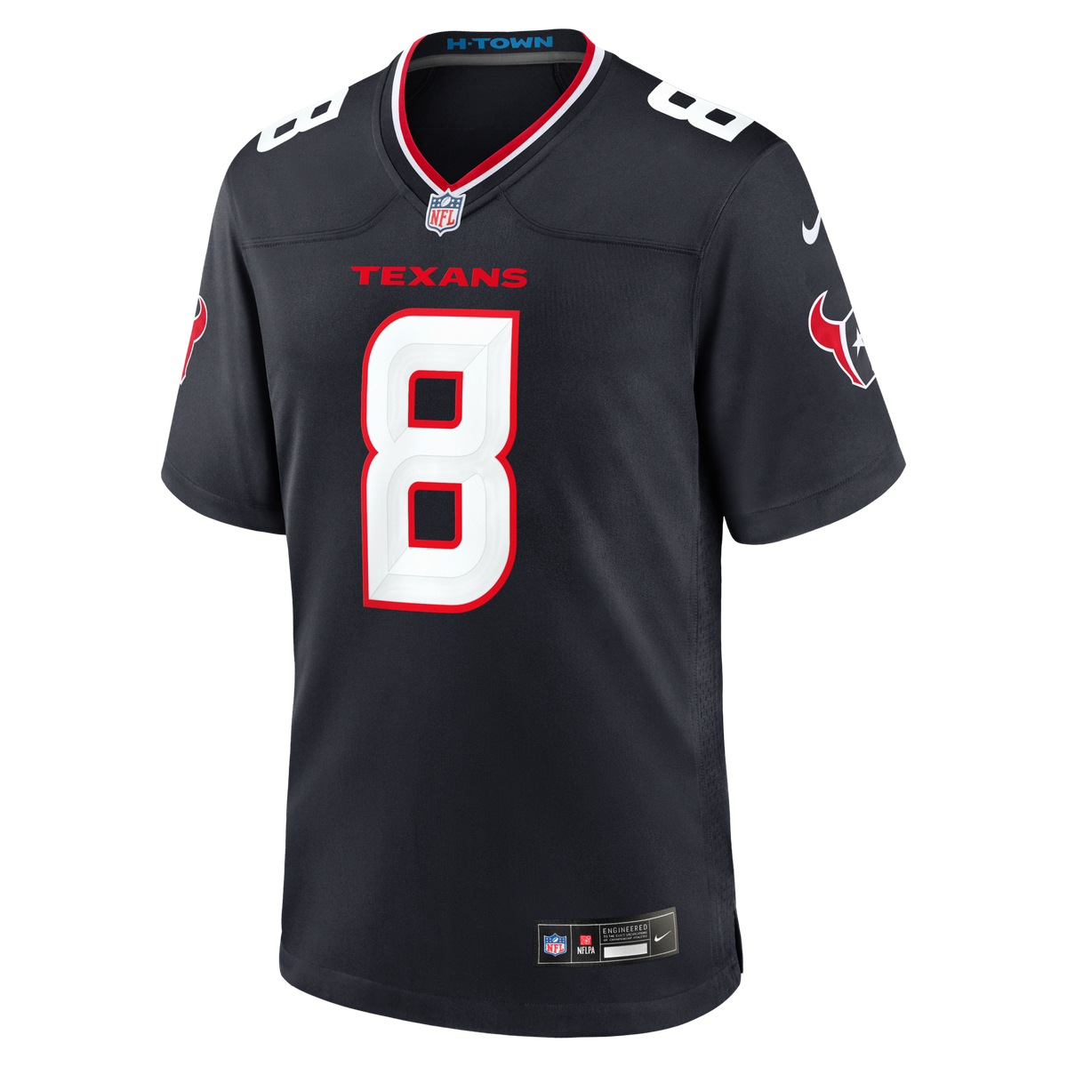 Houston Texans Cade Stover Navy Team Game Jersey product image 2, provided for visual reference and product detail review