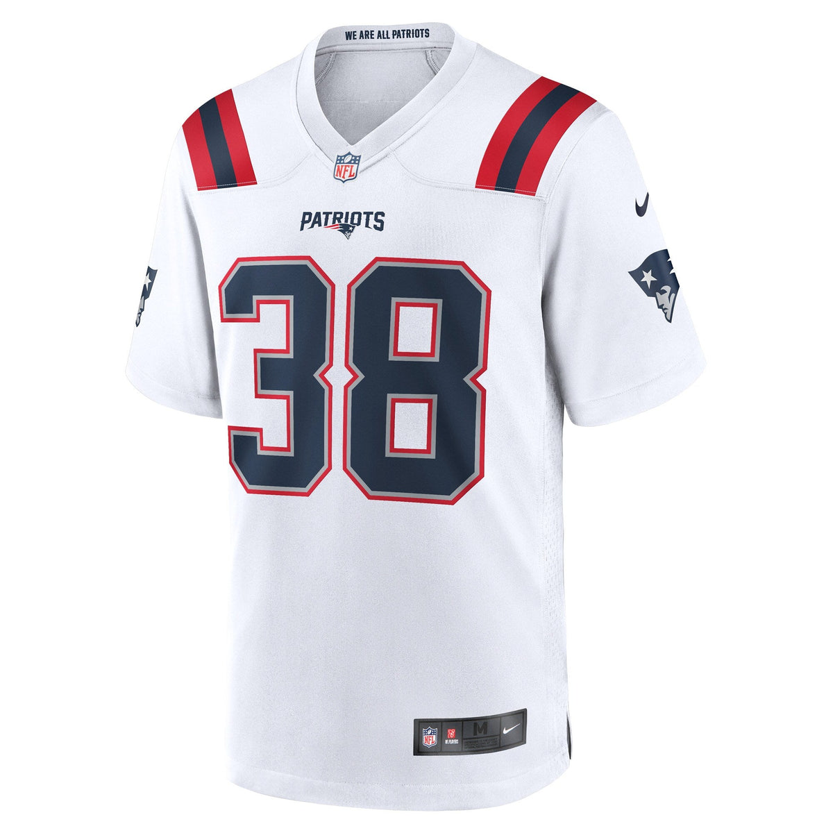 New England Patriots Rhamondre Stevenson White Game Player Jersey product image 3, provided for visual reference and product