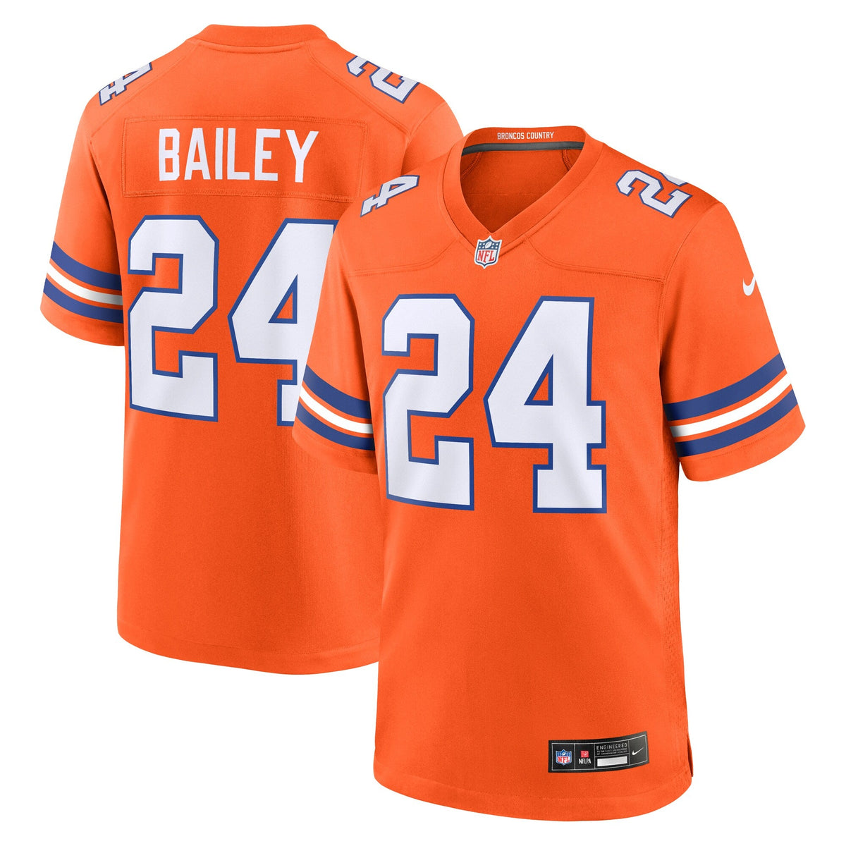 Denver Broncos Champ Bailey Orange Retired Player Alternate Game Jersey product image 2, provided for visual reference and