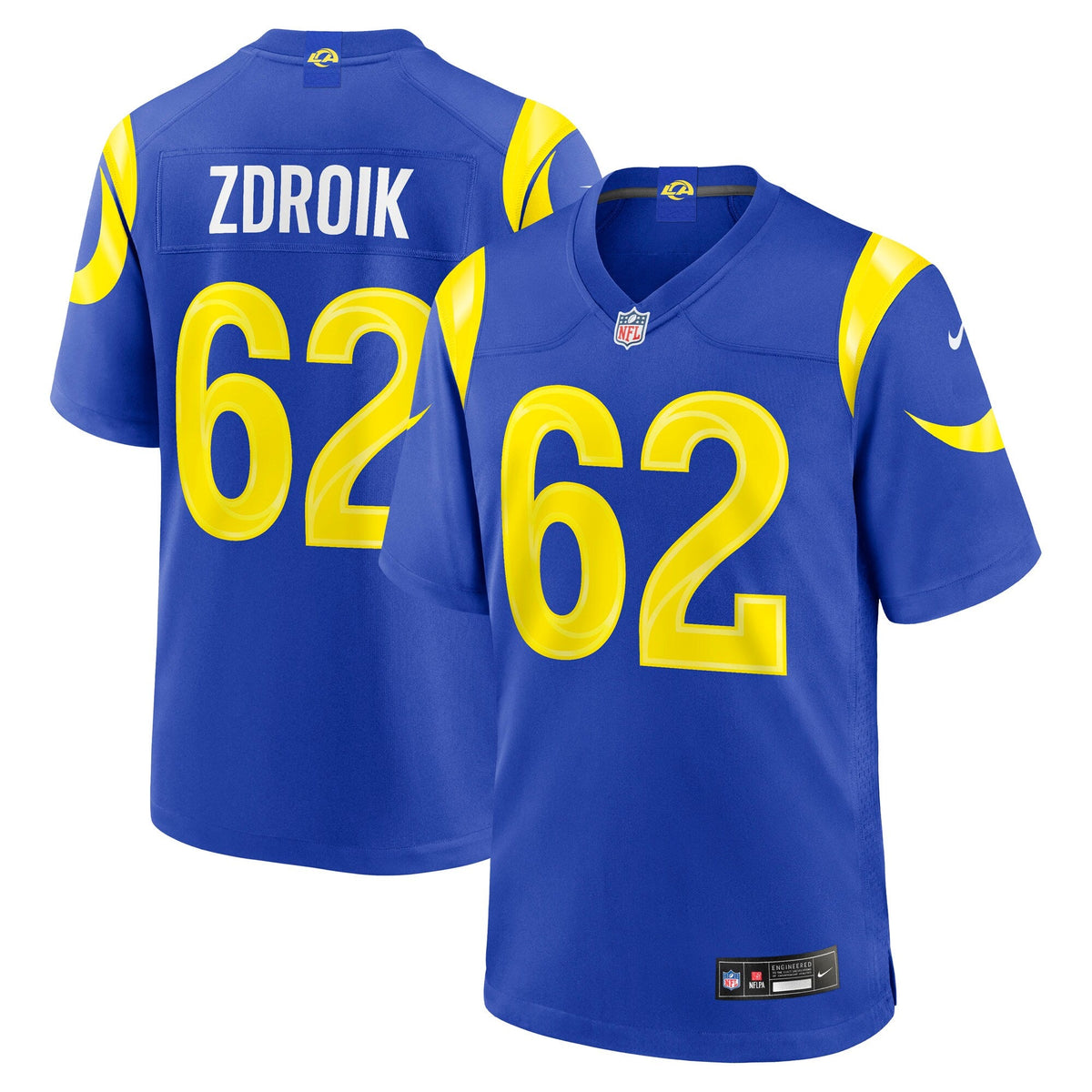 Los Angeles Rams Payton Zdroik Royal Game Jersey product image 2, provided for visual reference and product detail review