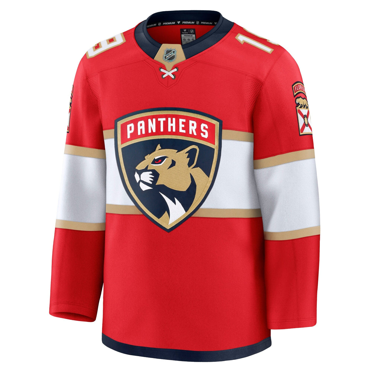 Florida Panthers Matthew Tkachuk Red Home Premium Jersey product image 3, provided for visual reference and product detail