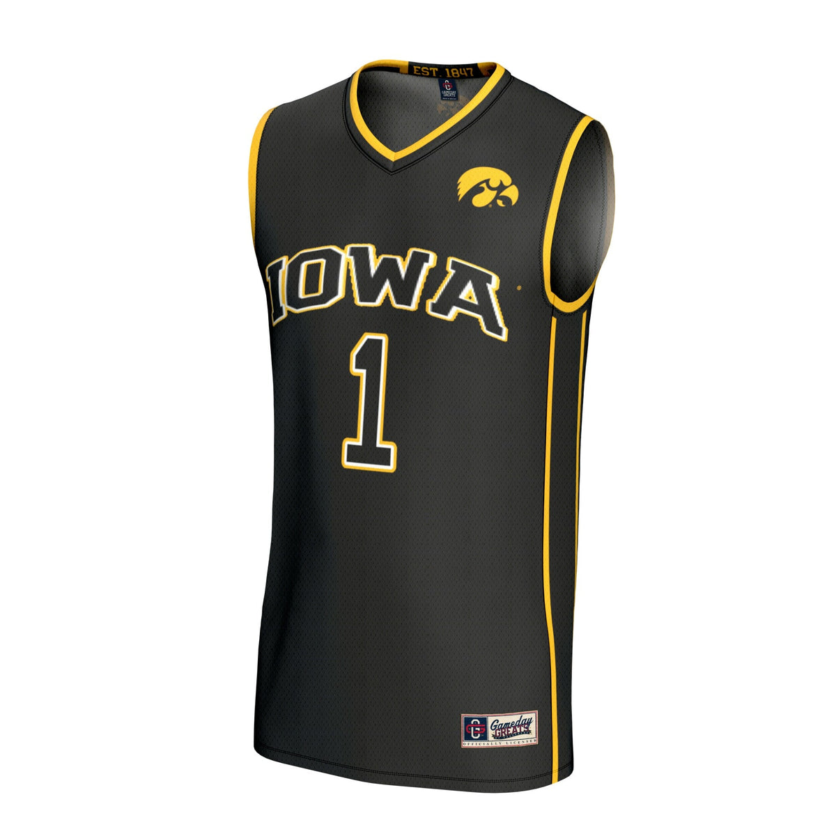 Iowa Hawkeyes Lightweight Collegiate Basketball Fashion Jersey - Black product image 3, provided for visual reference and