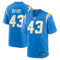 Los Angeles Chargers Michael Davis Powder Blue Game Jersey product image 1, provided for visual reference and product detail