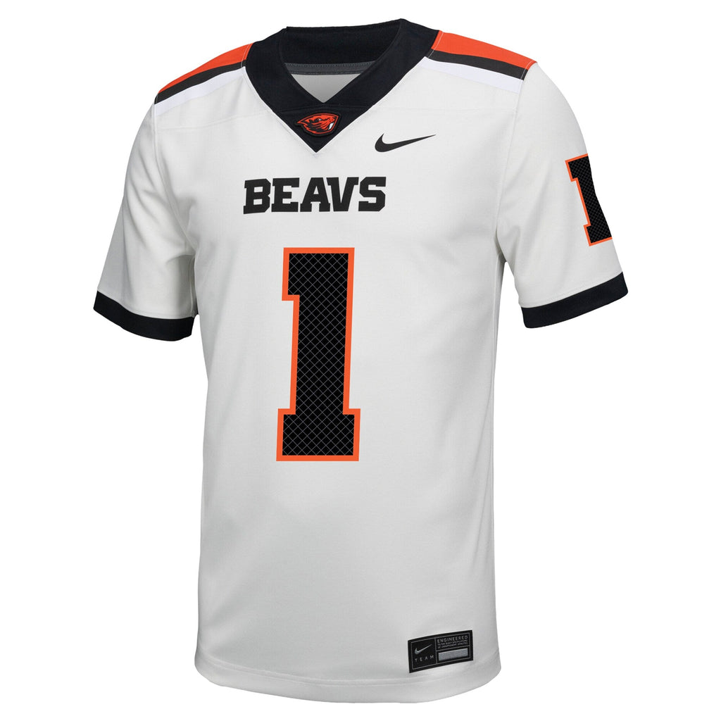 #1 Oregon State Beavers Road Replica Football Jersey - White product image 3, provided for visual reference and product