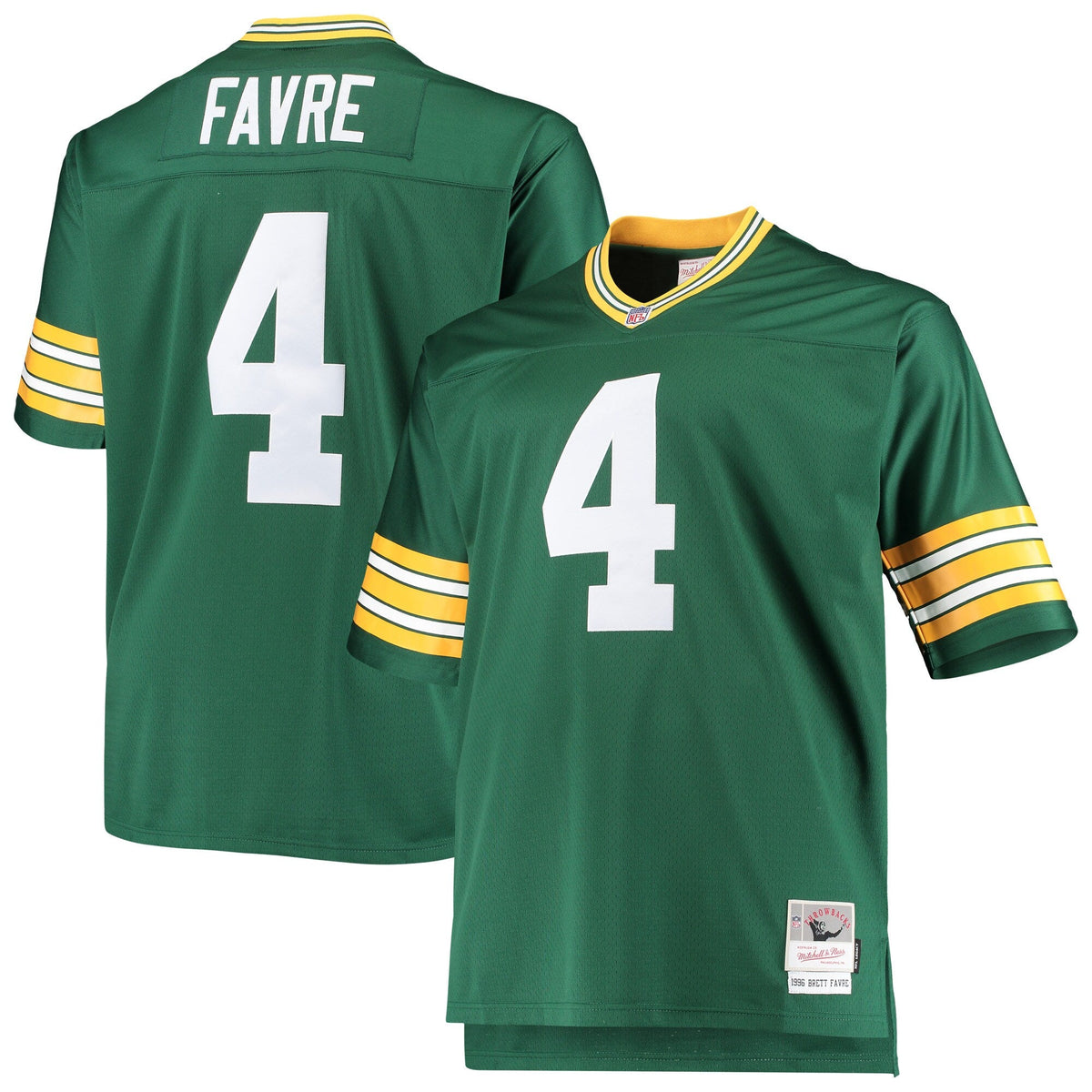 Bay Packers Brett Favre Green Big & Tall 1996 Retired Player Replica Jersey - Green product image 1, provided for visual