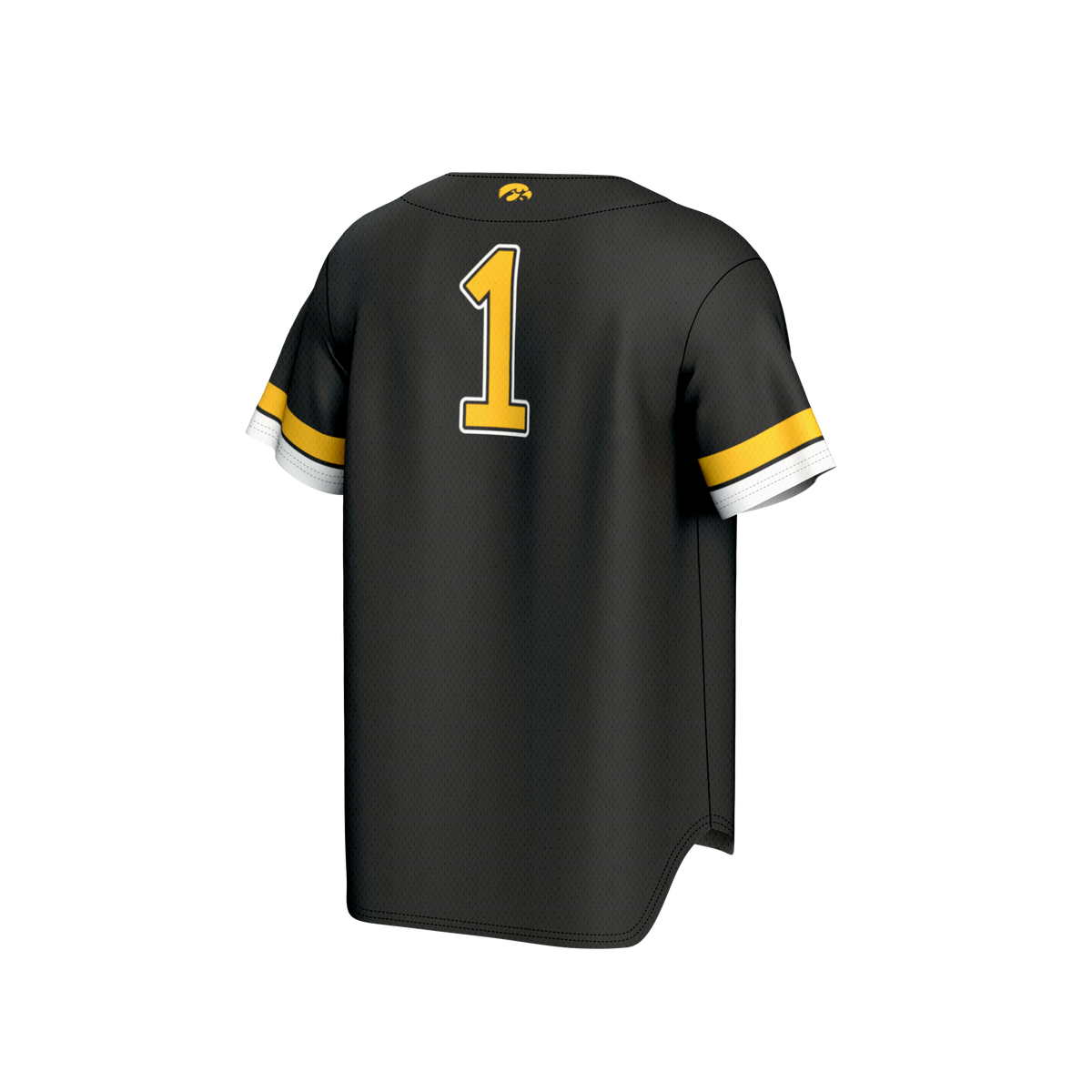 #1 Iowa Hawkeyes Adult Lightweight Collegiate Baseball Fashion Jersey - Black product image 4, provided for visual reference