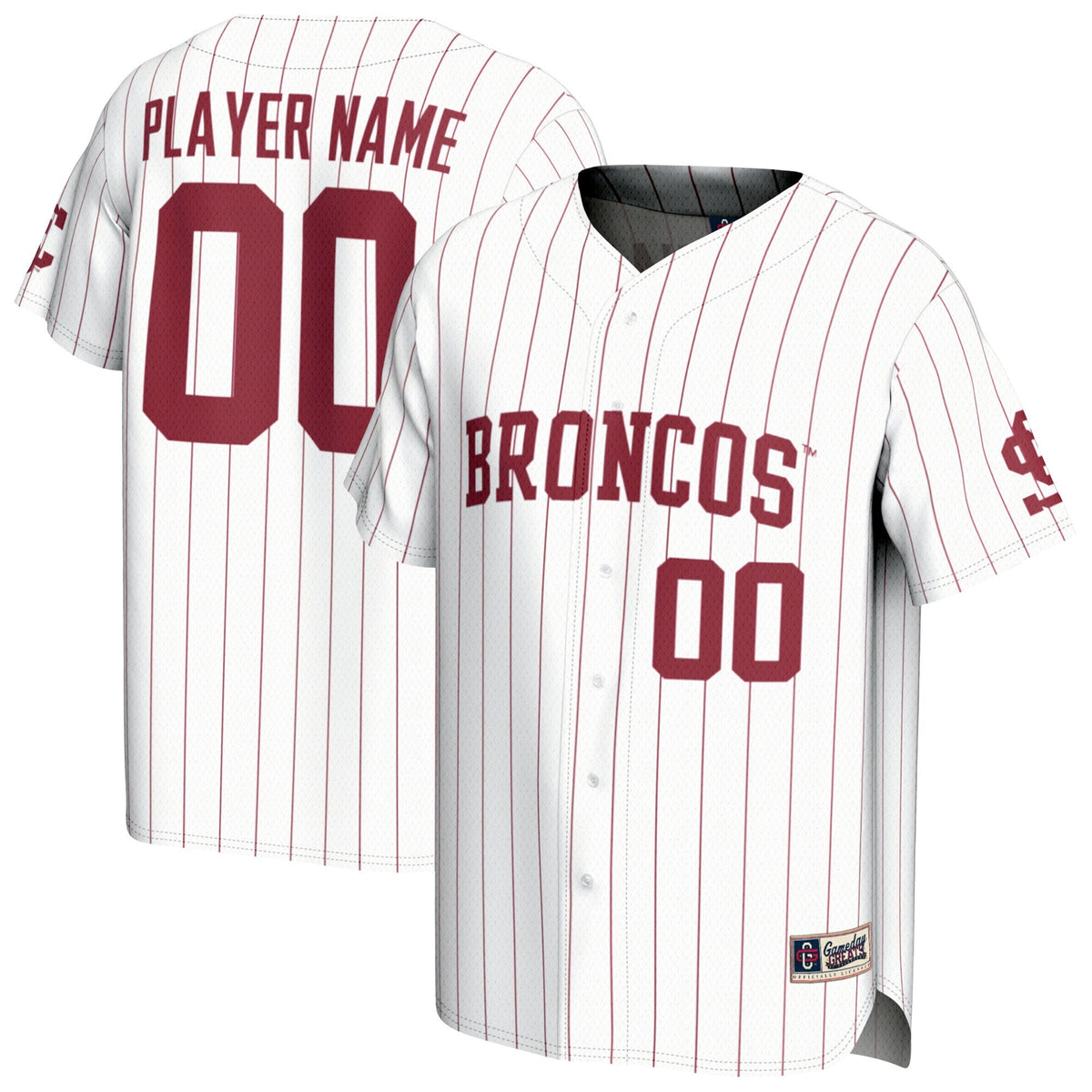 Santa Clara Broncos Lightweight Collegiate Baseball NIL Pick-A-Player Fashion Jersey - White product image 2, provided for