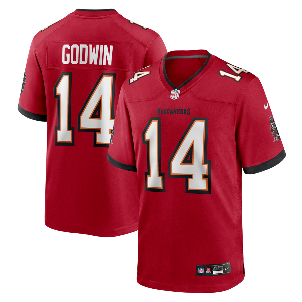 Tampa Bay Buccaneers Chris Godwin Red Game Jersey product image 1, provided for visual reference and product detail review