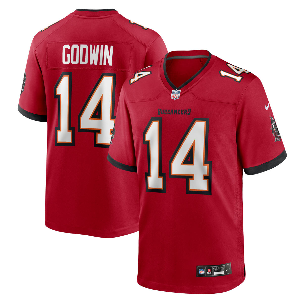 Tampa Bay Buccaneers Chris Godwin Red Game Jersey product image 1, provided for visual reference and product detail review