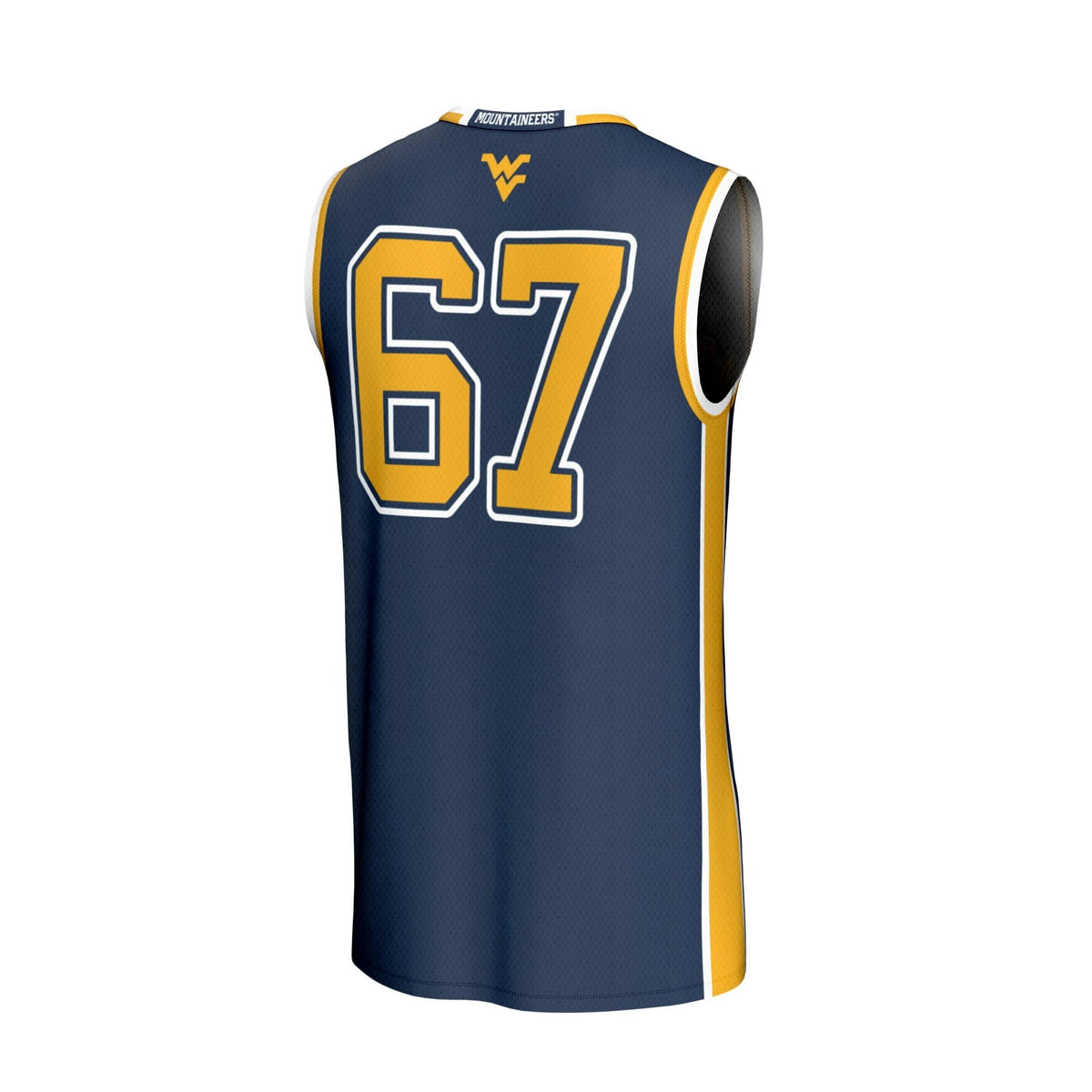 West Virginia Mountaineers Lightweight Collegiate Basketball Fashion Jersey - Navy product image 4, provided for visual