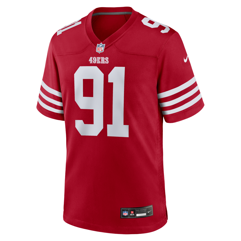 San Francisco 49ers Sam Okuayinonu Scarlet Team Game Jersey product image 2, provided for visual reference and product