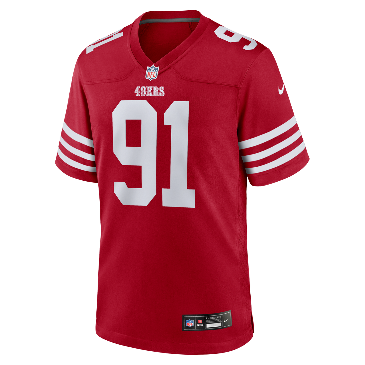 San Francisco 49ers Sam Okuayinonu Scarlet Team Game Jersey product image 2, provided for visual reference and product