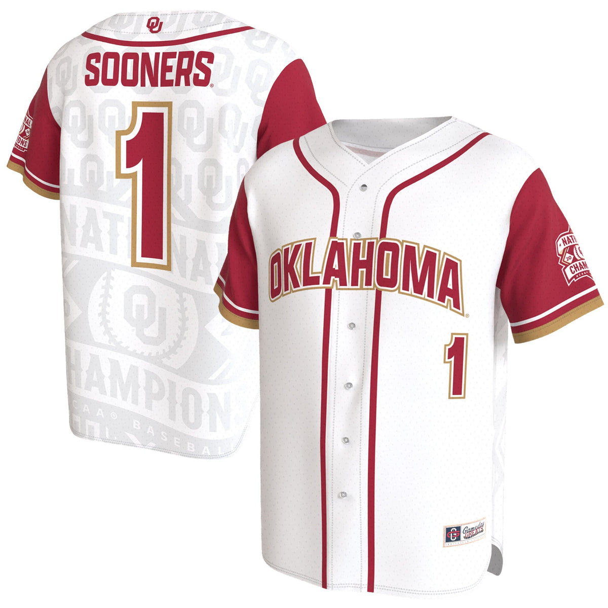 Oklahoma Sooners 2026 NCAA Baseball College World Series Champions Lightweight Jersey - White product image 2, provided for