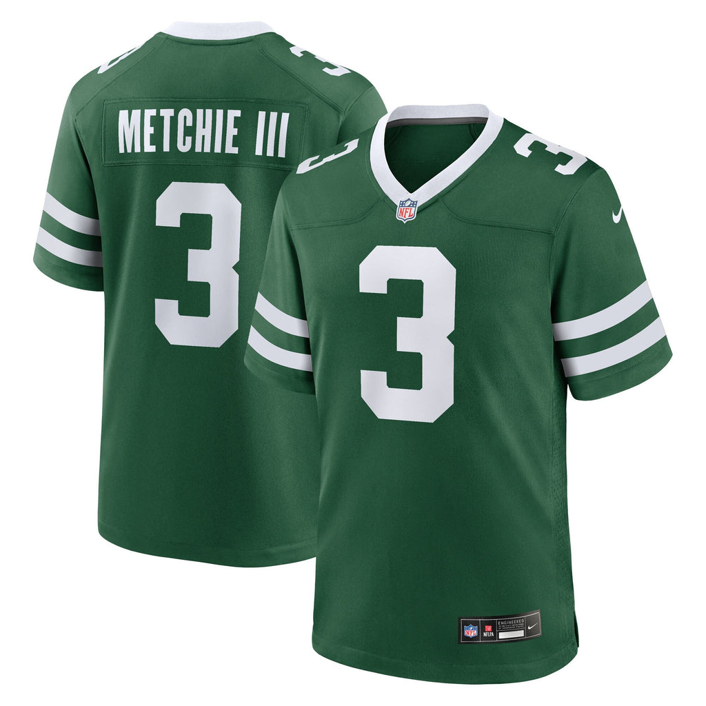 New York Jets John Metchie III Legacy Green Team Game Jersey product image 2, provided for visual reference and product