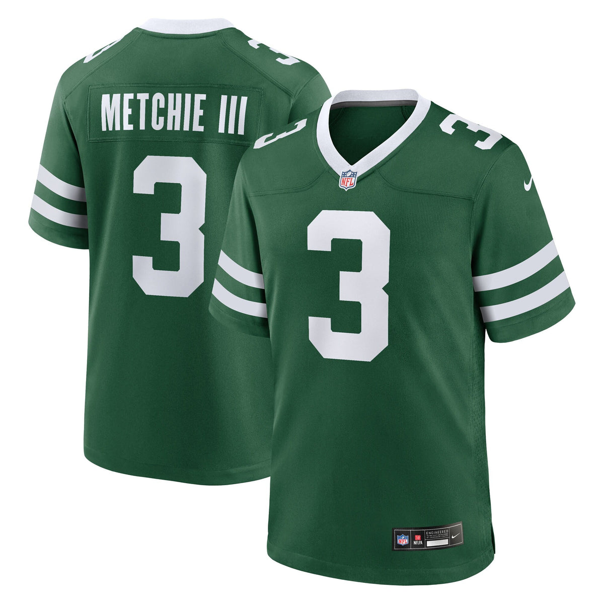 New York Jets John Metchie III Legacy Green Team Game Jersey product image 2, provided for visual reference and product
