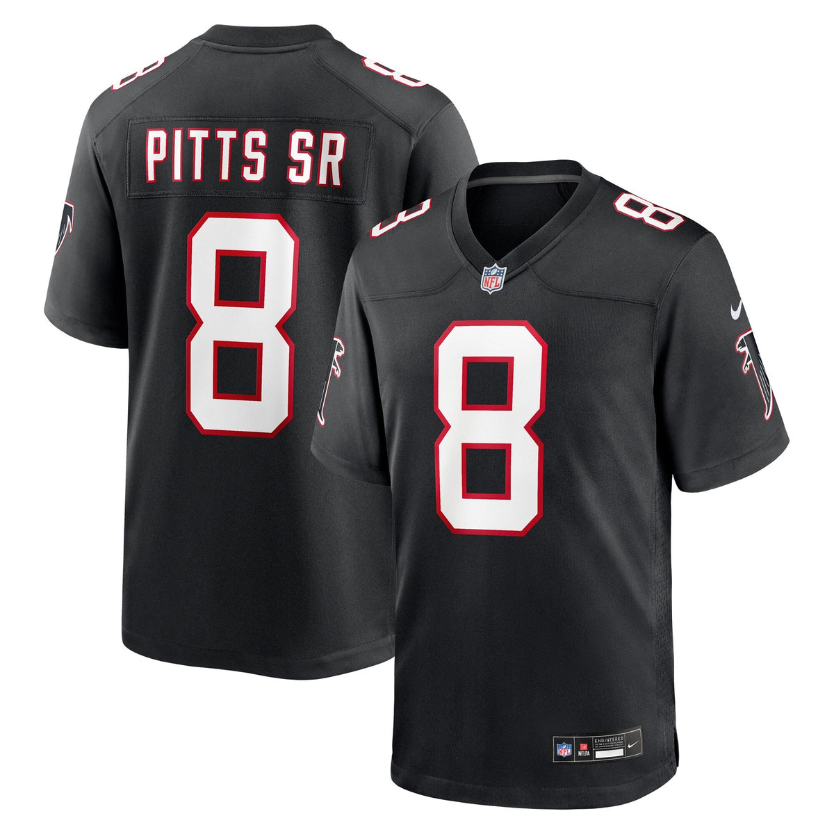 Atlanta Falcons Kyle Pitts Sr. Black Alternate Game Jersey product image 2, provided for visual reference and product detail