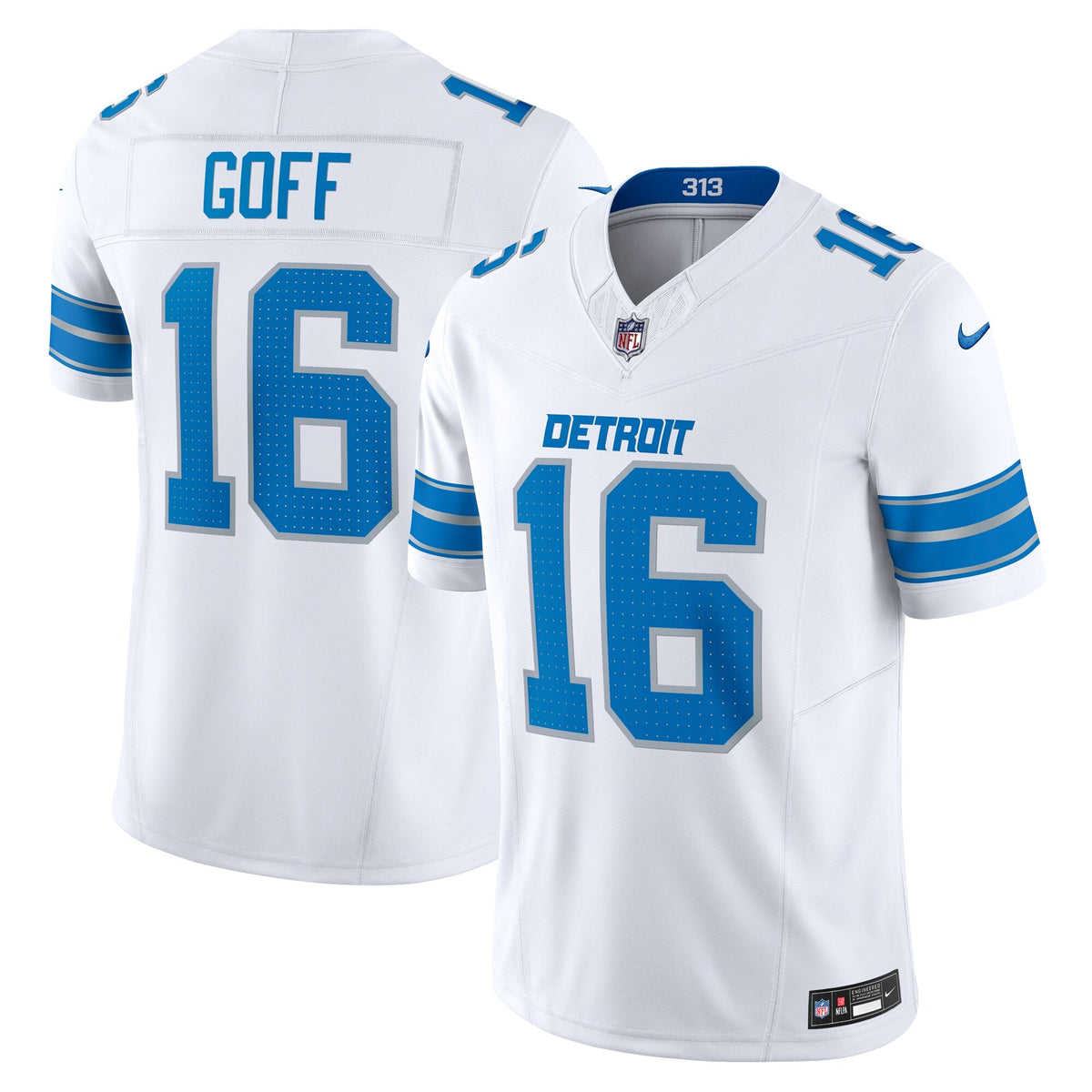 Detroit Lions Jared Goff White Vapor F.U.S.E. Limited Jersey product image 2, provided for visual reference and product
