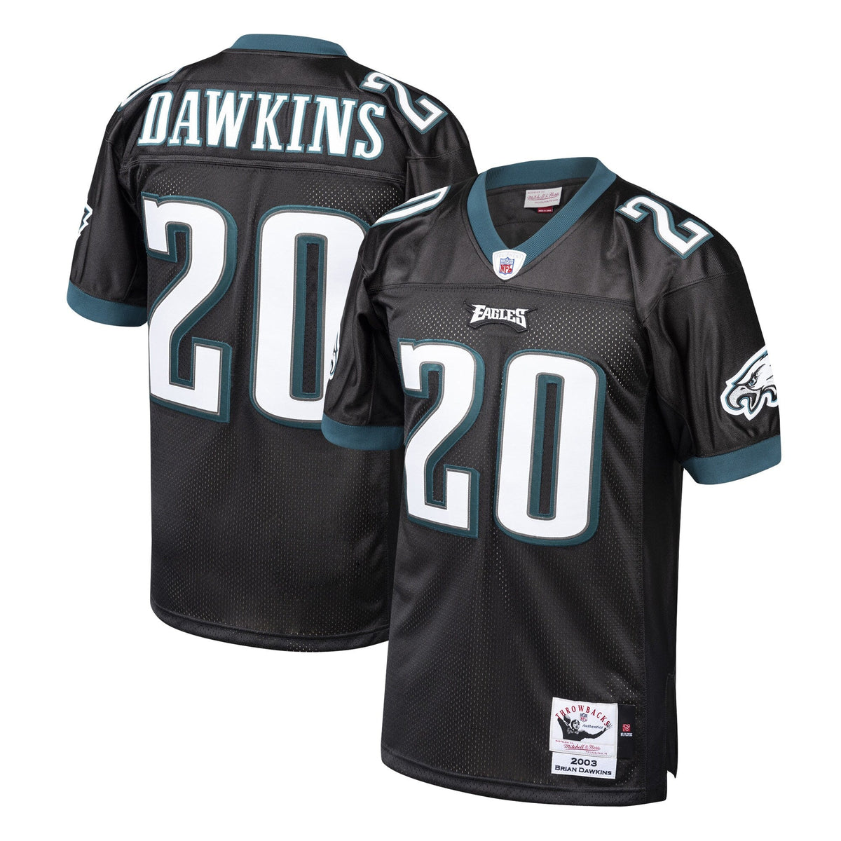 Philadelphia Eagles 2003 Brian Dawkins Black Authentic Throwback Retired Player Jersey product image 2, provided for visual
