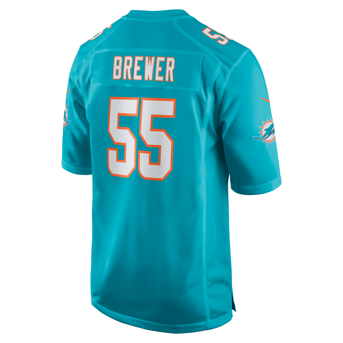 Miami Dolphins Aaron Brewer Aqua Game Jersey product image 3, provided for visual reference and product detail review