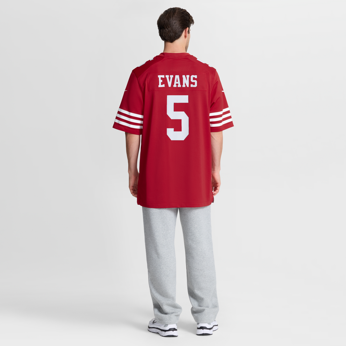 San Francisco 49ers Mike Evans Scarlet Game Jersey product image 9, provided for visual reference and product detail review