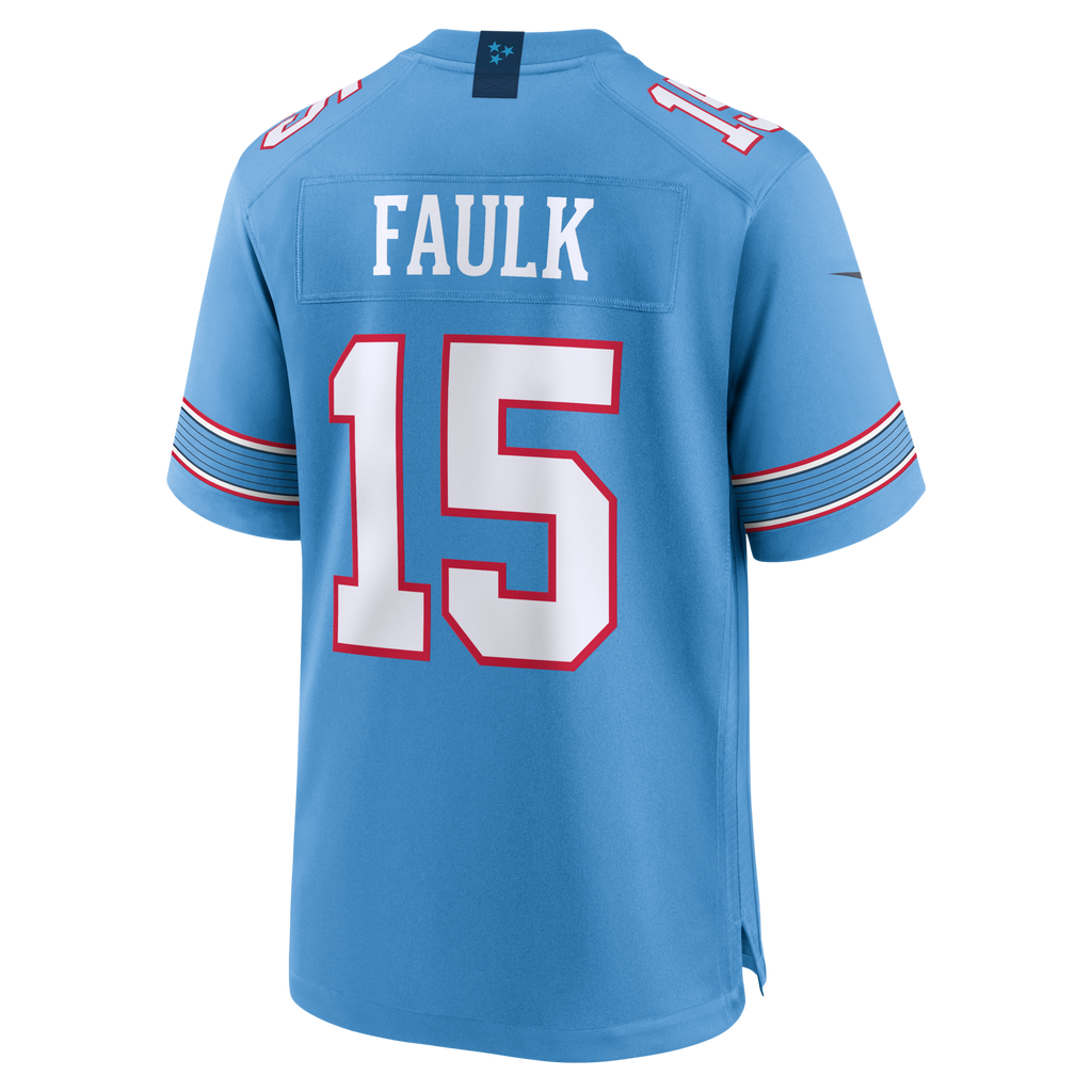 Tennessee Titans Keldric Faulk Light Blue Team Game Jersey product image 4, provided for visual reference and product detail