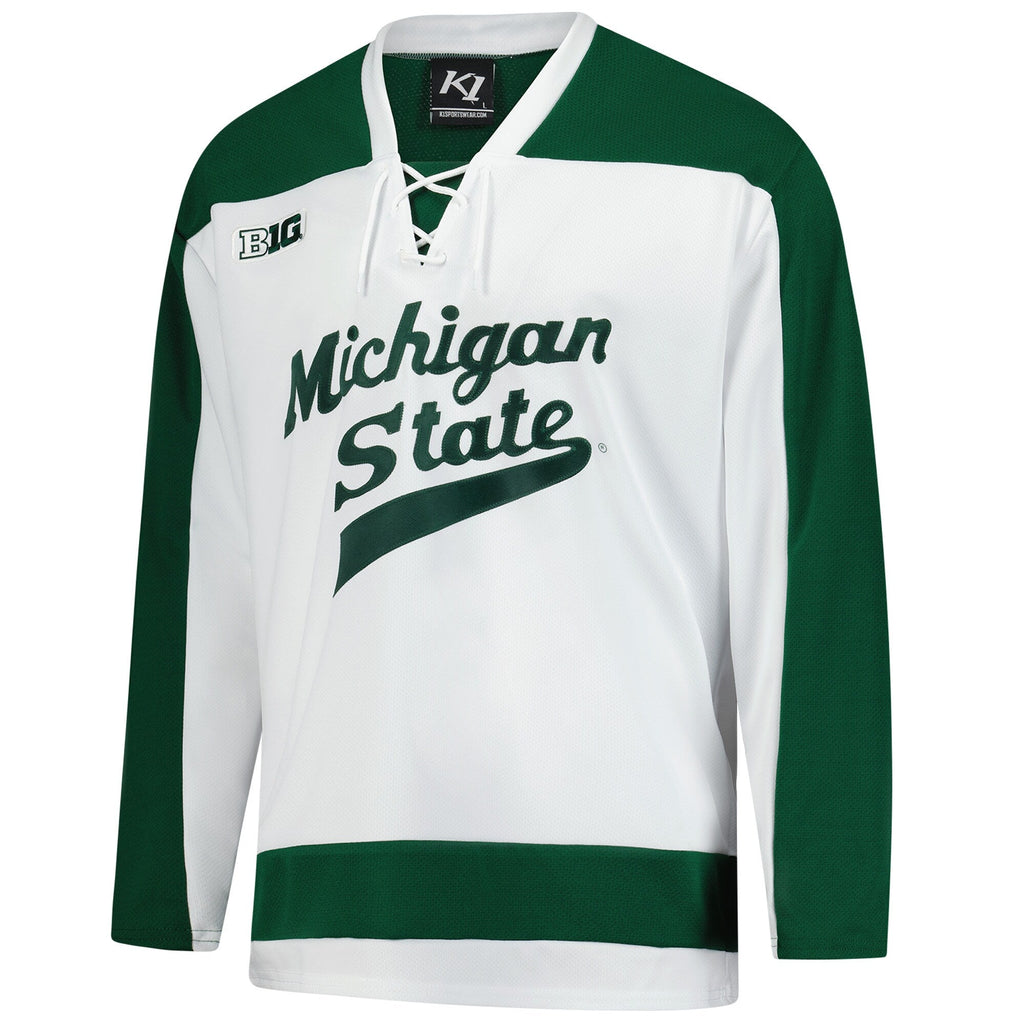 Michigan State Spartans Home Replica Hockey Jersey - White product image 3, provided for visual reference and product detail