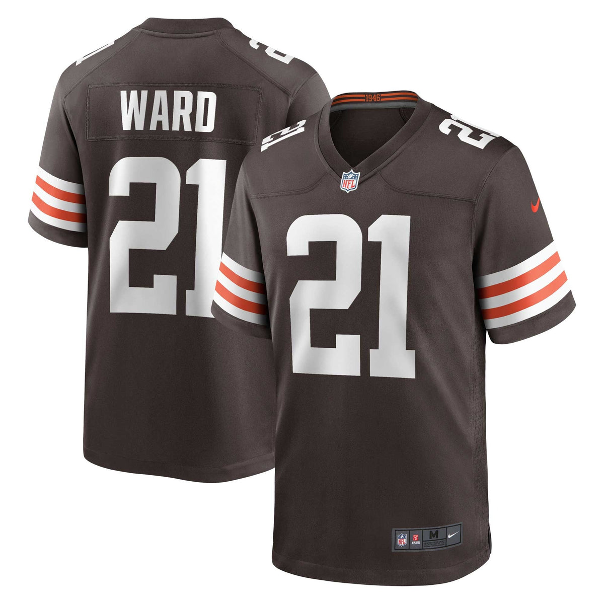Cleveland Browns Denzel Ward Brown Game Jersey product image 1, provided for visual reference and product detail review