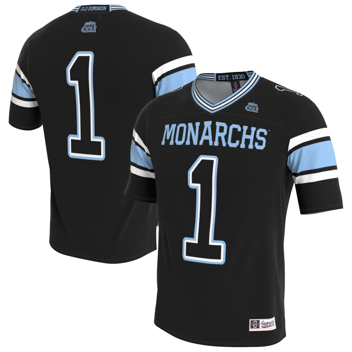 Old Dominion Monarchs Lightweight Collegiate Football Blackout Fashion Jersey product image 2, provided for visual reference