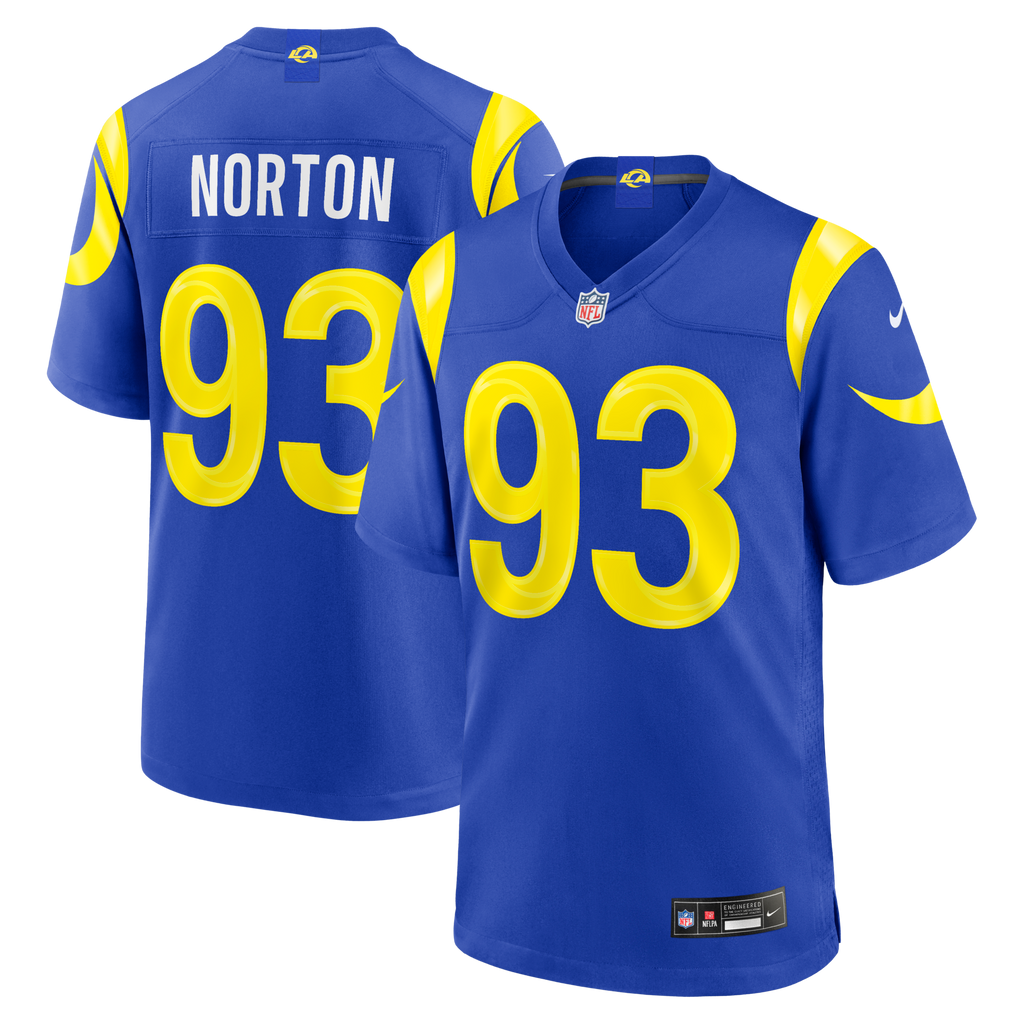 Los Angeles Rams Bill Norton Royal Team Game Jersey product image 2, provided for visual reference and product detail review