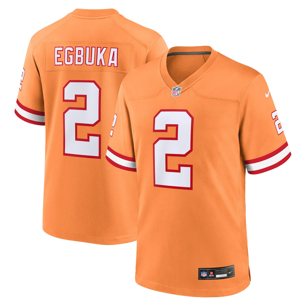 Tampa Bay Buccaneers Emeka Egbuka Creamsicle Alternate 2 Game Jersey product image 1, provided for visual reference and