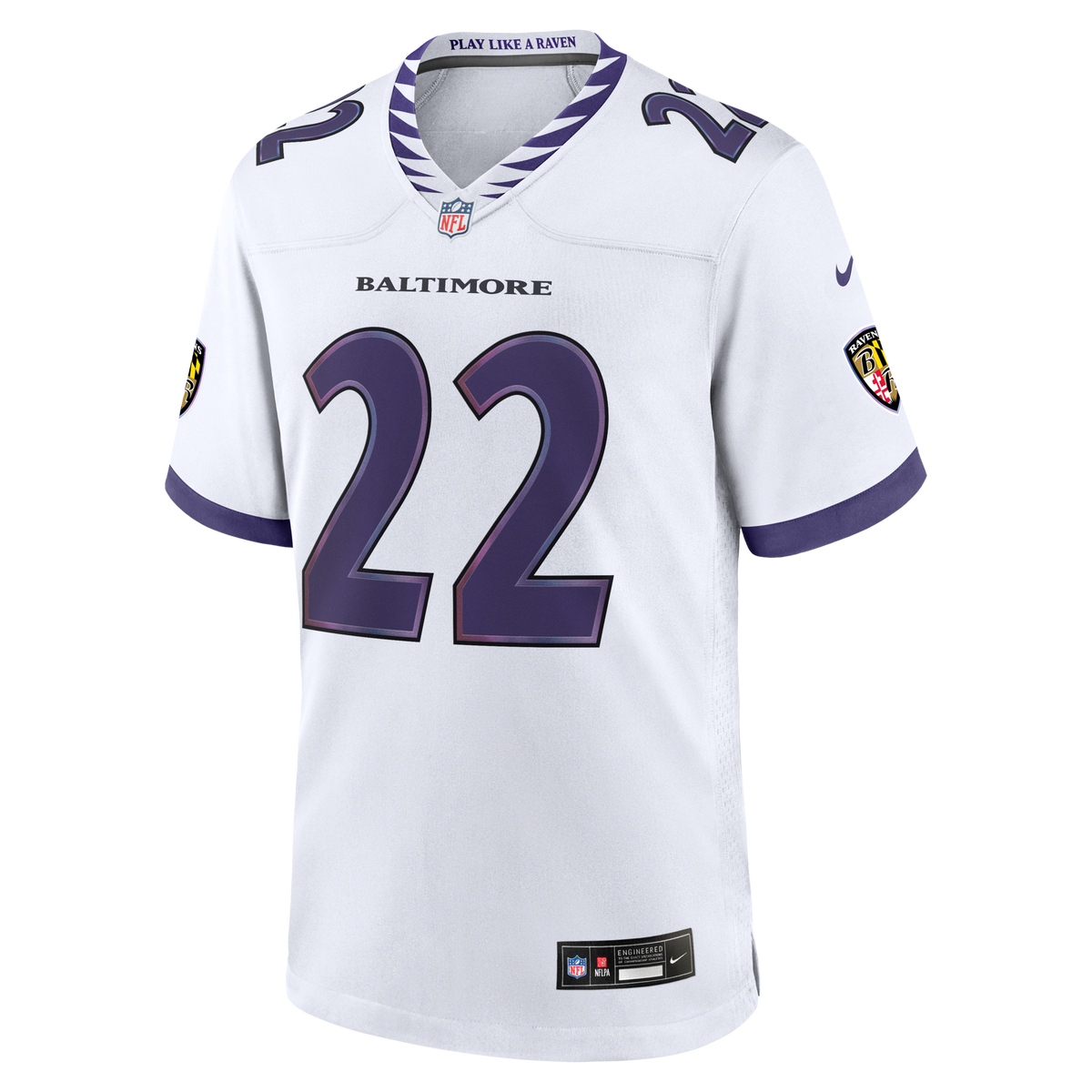 Baltimore Ravens Derrick Henry White Game Jersey product image 7, provided for visual reference and product detail review