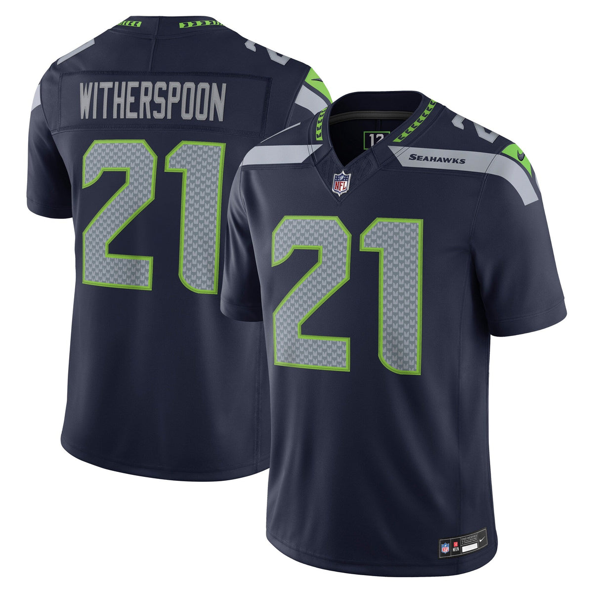 Seattle Seahawks Devon Witherspoon College Navy Team Vapor F.U.S.E. Stitched Limited Jersey product image 2, provided for