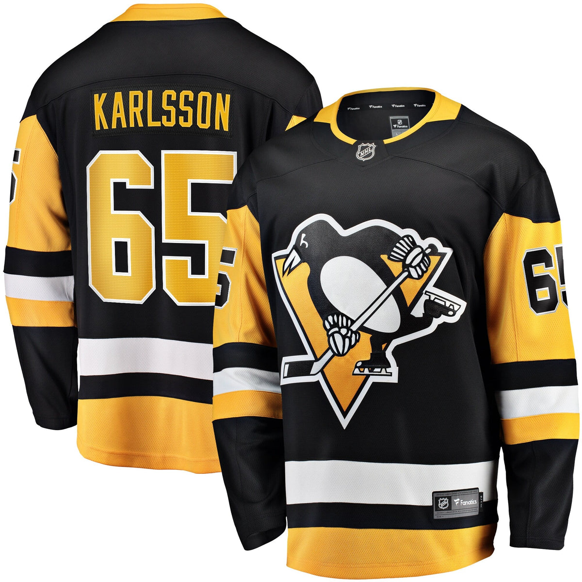 Pittsburgh Penguins Erik Karlsson Black Home Breakaway Jersey product image 2, provided for visual reference and product