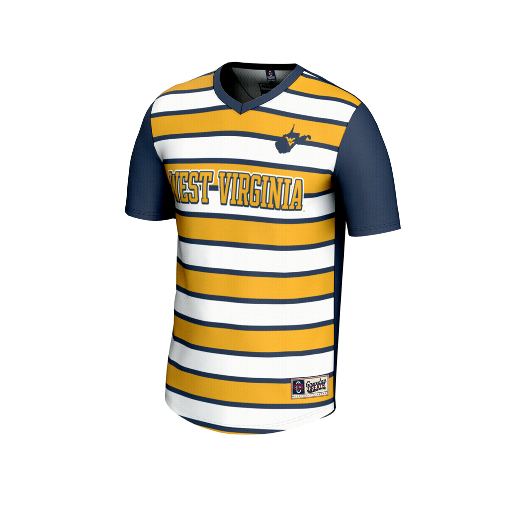 West Virginia Mountaineers Collegiate Soccer NIL Pick-A-Player Fashion Jersey - Navy/Gold product image 3, provided for