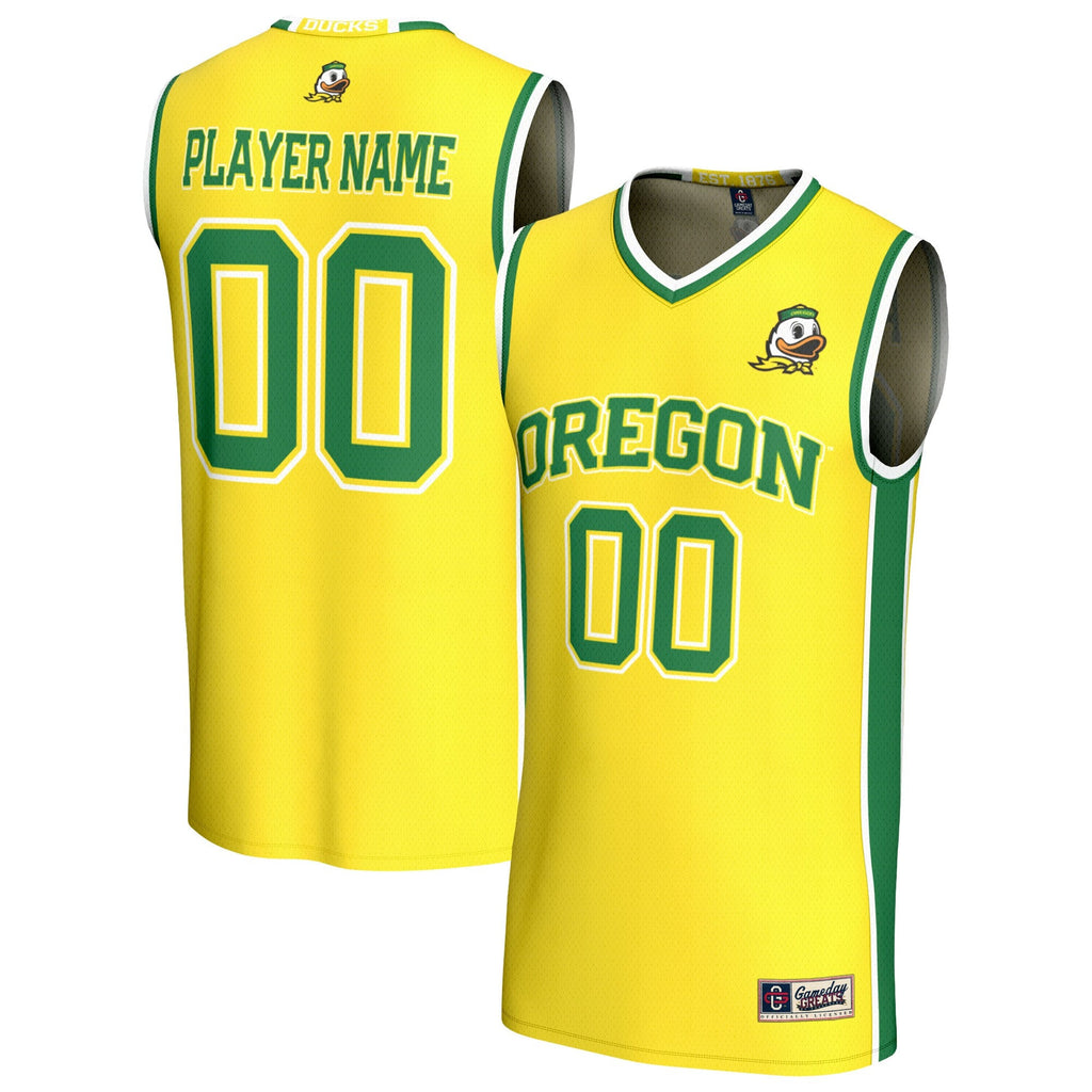 Oregon Ducks Lightweight Collegiate Basketball NIL Pick-A-Player Fashion Jersey - Yellow product image 1, provided for