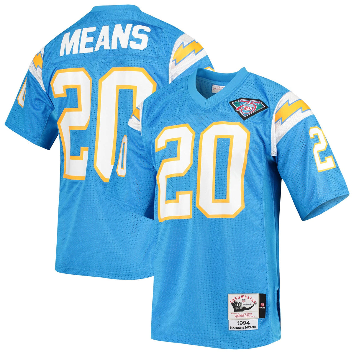 Los Angeles Chargers 1994 Natrone Means Powder Blue Authentic Throwback Retired Player Jersey product image 2, provided for