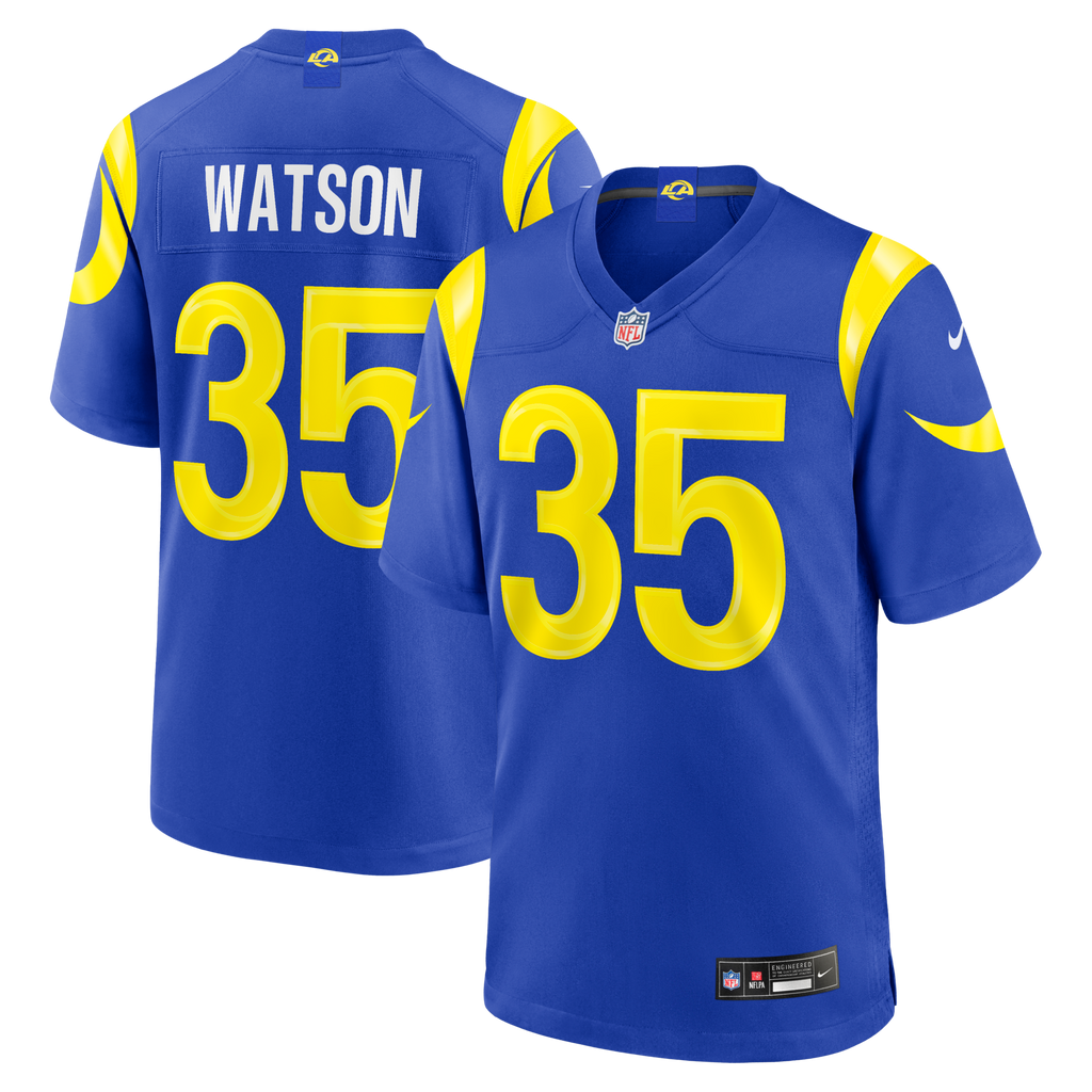 Los Angeles Rams Jaylen Watson Royal Team Game Jersey product image 1, provided for visual reference and product detail