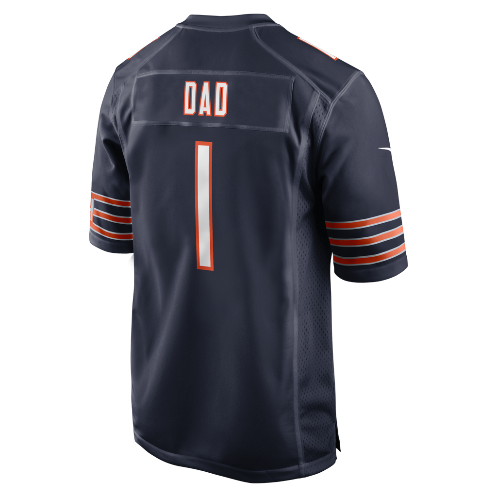 Chicago Bears Number 1 Dad Navy Game Jersey product image 4, provided for visual reference and product detail review