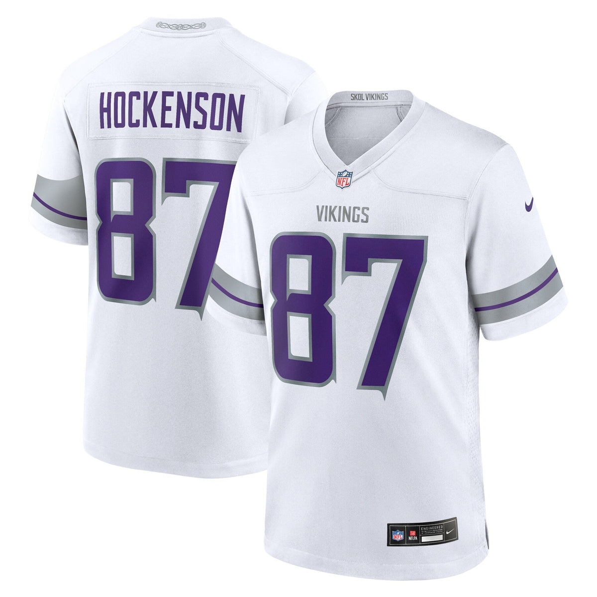 Minnesota Vikings T.J. Hockenson White Alternate Game Player Jersey product image 1, provided for visual reference and