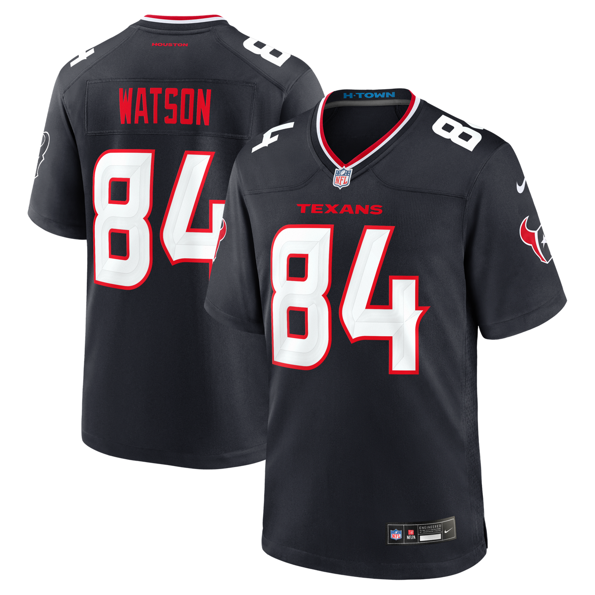 Houston Texans Justin Watson Navy Team Game Jersey product image 1, provided for visual reference and product detail review