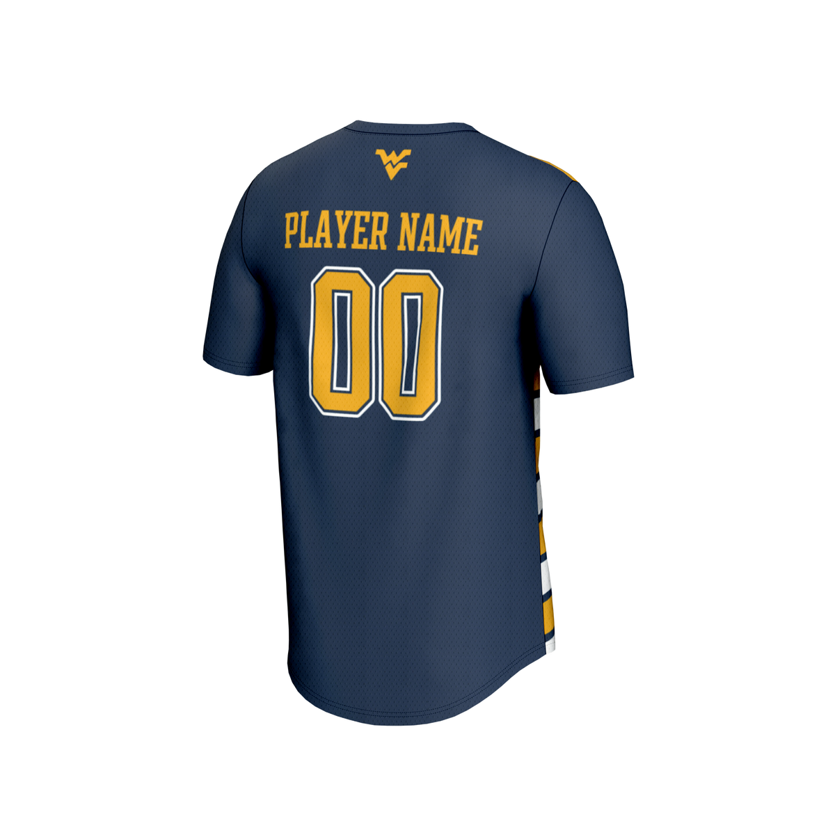 West Virginia Mountaineers Collegiate Soccer NIL Pick-A-Player Fashion Jersey - Navy/Gold product image 4, provided for