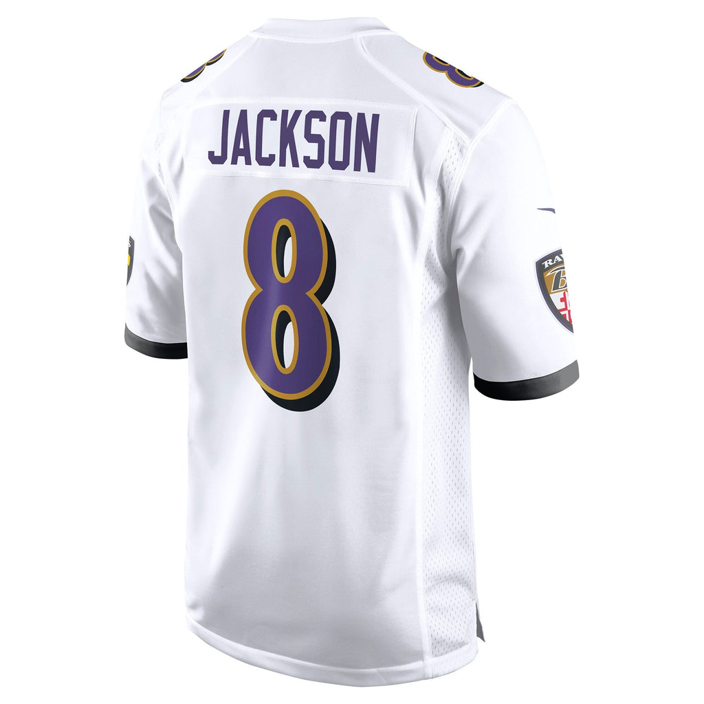 Baltimore Ravens Lamar Jackson White Game Jersey product image 4, provided for visual reference and product detail review