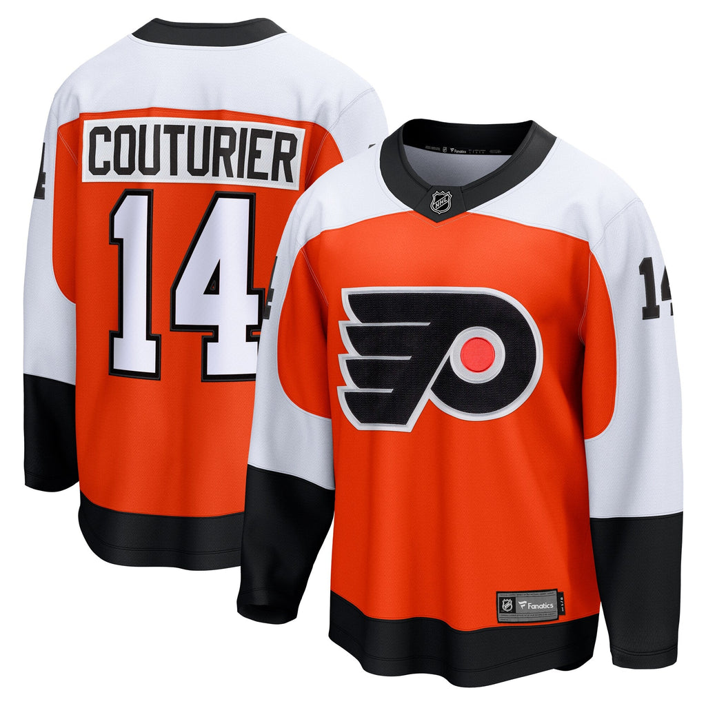Philadelphia Flyers Sean Couturier Orange Home Breakaway Jersey product image 2, provided for visual reference and product