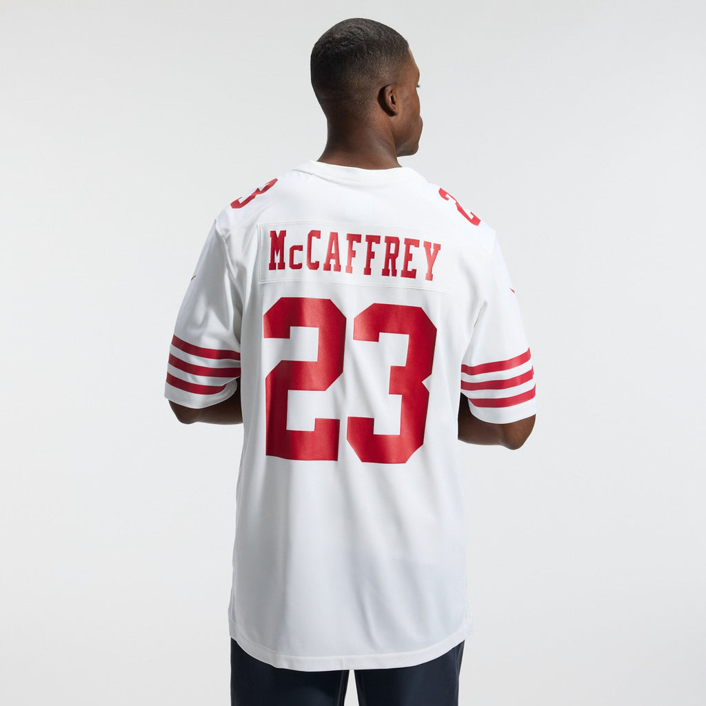 San Francisco 49ers Christian McCaffrey White Game Player Jersey product image 4, provided for visual reference and product