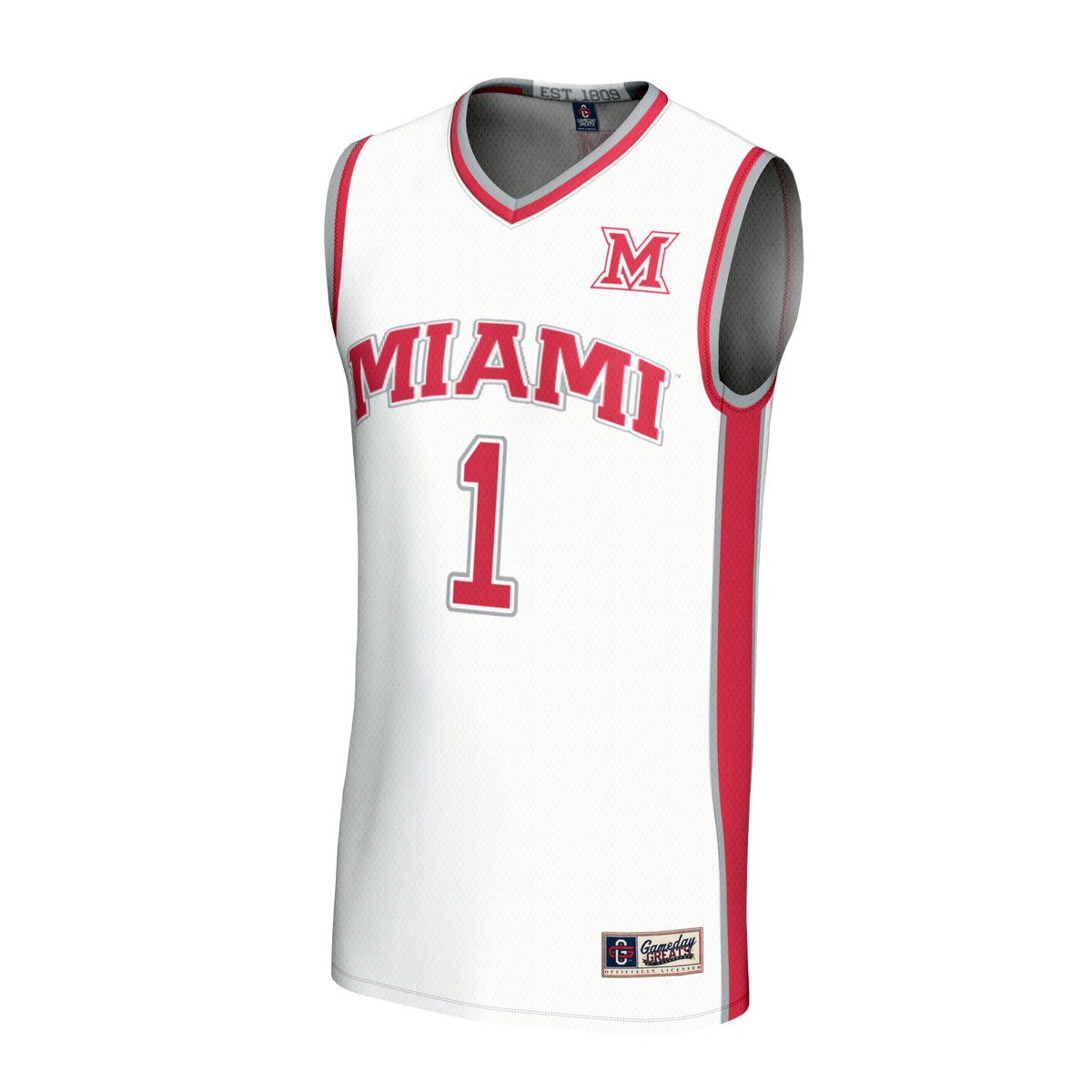 #1 Miami University RedHawks Lightweight Collegiate Basketball Fashion Jersey - White product image 3, provided for visual
